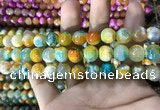 CAA1787 15 inches 10mm faceted round fire crackle agate beads