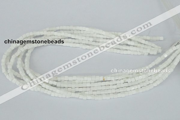 CAA18 15.5 inches 4*4mm cube white agate gemstone beads wholesale