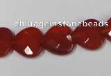 CAA180 15.5 inches 14*14mm faceted heart red agate gemstone beads