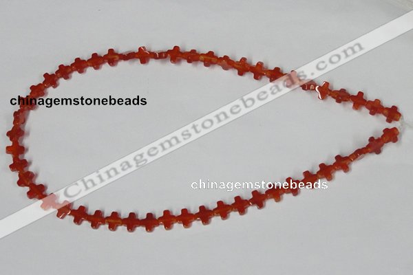 CAA181 15.5 inches 8*8mm cross red agate gemstone beads