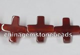 CAA182 15.5 inches 16*16mm cross red agate gemstone beads