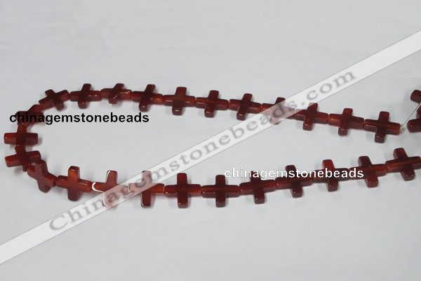 CAA182 15.5 inches 16*16mm cross red agate gemstone beads
