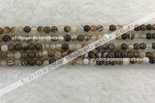 CAA1820 15.5 inches 4mm round banded agate gemstone beads