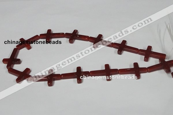 CAA183 15.5 inches 20*30mm cross red agate gemstone beads