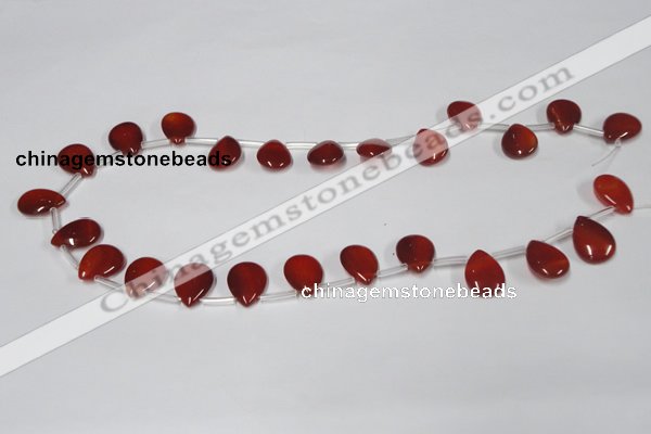 CAA186 Top-drilled 12*16mm flat teardrop red agate gemstone beads