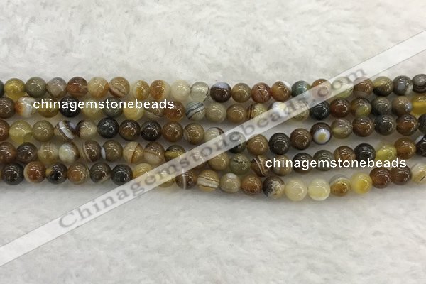 CAA1860 15.5 inches 4mm round banded agate gemstone beads