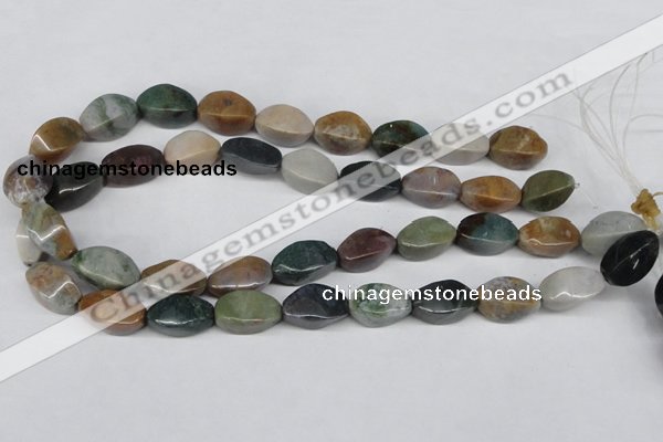 CAA198 15.5 inches 10*18mm twisted rice indian agate beads wholesale