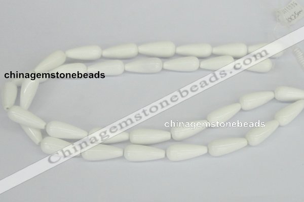 CAA20 15.5 inches 10*25mm teardrop white agate gemstone beads