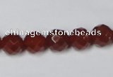 CAA201 15.5 inches 10mm faceted round red agate gemstone beads