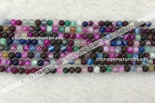 CAA2030 15.5 inches 4mm round banded agate gemstone beads