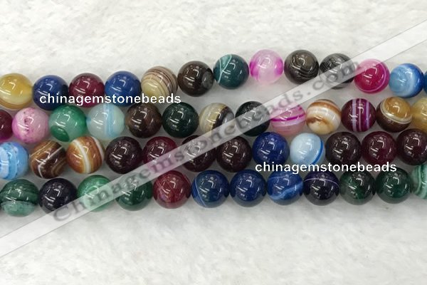 CAA2034 15.5 inches 12mm round banded agate gemstone beads