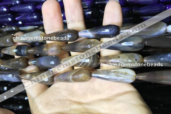 CAA2093 15.5 inches 10*30mm faceted teardrop agate beads