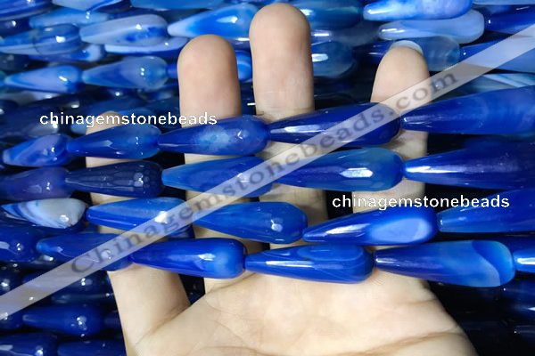 CAA2100 15.5 inches 10*30mm faceted teardrop agate beads