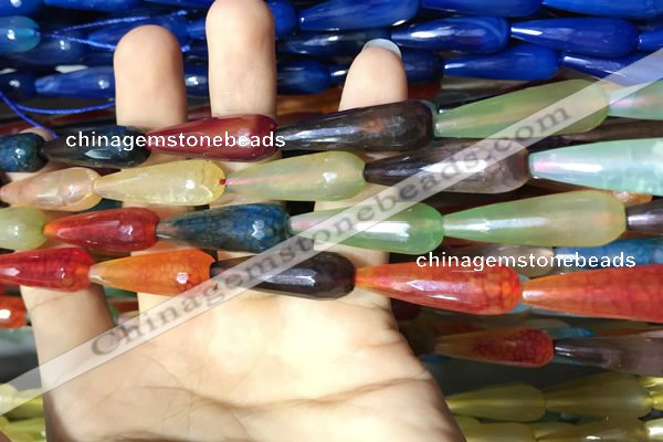 CAA2106 15.5 inches 10*30mm faceted teardrop agate beads