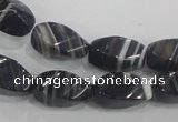 CAA214 15.5 inches 8*16mm twisted rice madagascar agate beads