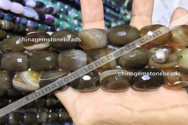 CAA2151 15.5 inches 15*20mm faceted drum agate beads wholesale