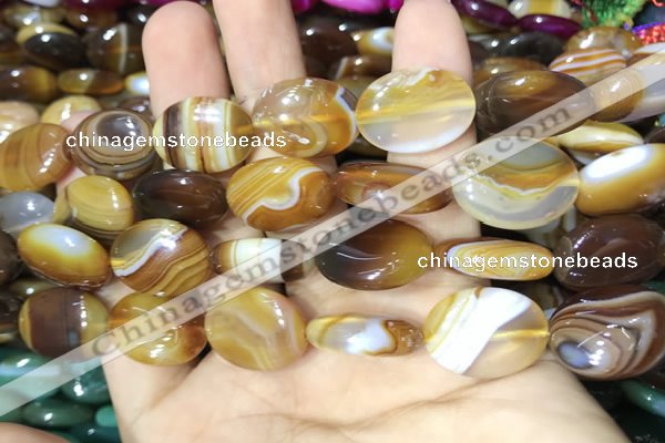 CAA2171 15.5 inches 15*20mm oval banded agate beads wholesale