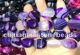 CAA2172 15.5 inches 15*20mm oval banded agate beads wholesale