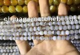 CAA2190 15.5 inches 4mm faceted round banded agate beads