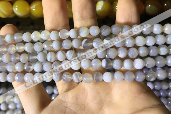 CAA2191 15.5 inches 6mm faceted round banded agate beads