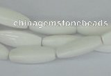 CAA22 15.5 inches 7*20mm faceted rice white agate gemstone beads