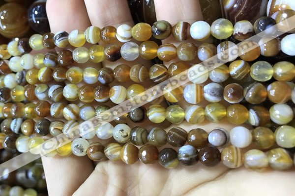 CAA2205 15.5 inches 6mm faceted round banded agate beads