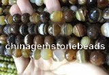 CAA2209 15.5 inches 14mm faceted round banded agate beads