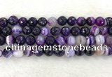 CAA2215 15.5 inches 12mm faceted round banded agate beads