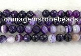 CAA2216 15.5 inches 14mm faceted round banded agate beads