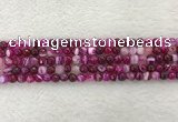 CAA2218 15.5 inches 4mm faceted round banded agate beads