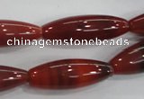 CAA222 15.5 inches 10*30mm rice red agate gemstone beads