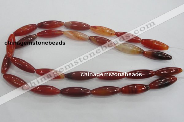 CAA222 15.5 inches 10*30mm rice red agate gemstone beads