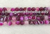 CAA2221 15.5 inches 10mm faceted round banded agate beads