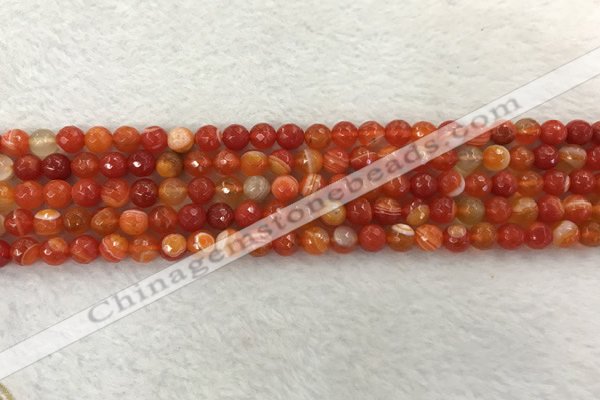 CAA2225 15.5 inches 4mm faceted round banded agate beads