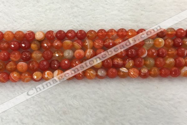 CAA2226 15.5 inches 6mm faceted round banded agate beads