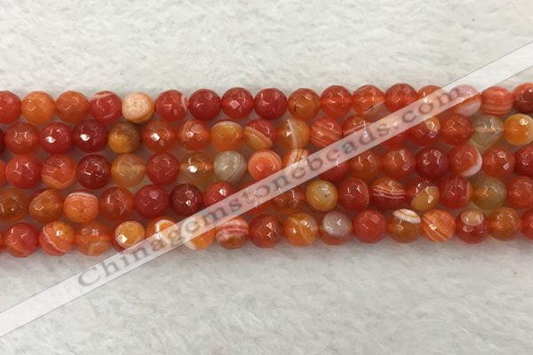 CAA2227 15.5 inches 8mm faceted round banded agate beads