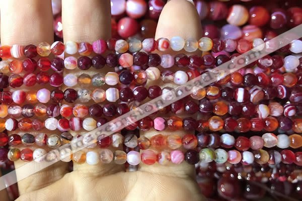 CAA2232 15.5 inches 4mm faceted round banded agate beads