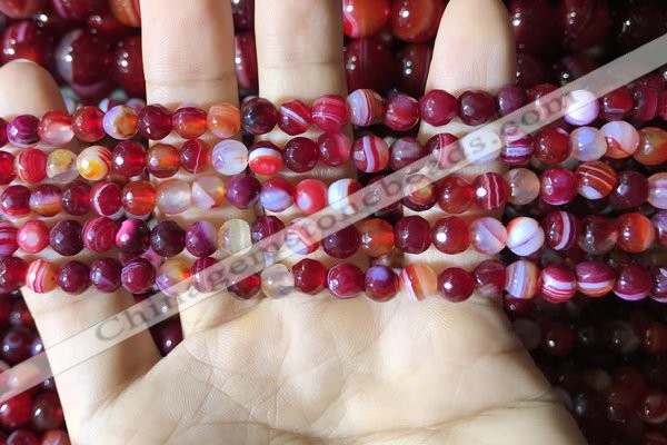 CAA2233 15.5 inches 6mm faceted round banded agate beads