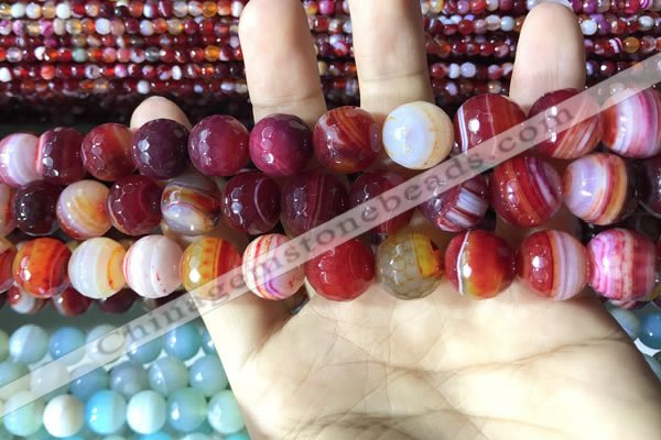 CAA2237 15.5 inches 14mm faceted round banded agate beads