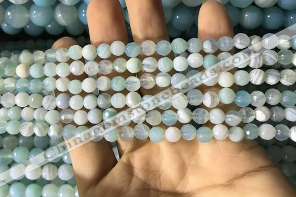 CAA2239 15.5 inches 4mm faceted round banded agate beads