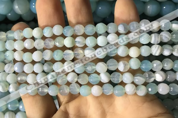 CAA2240 15.5 inches 6mm faceted round banded agate beads