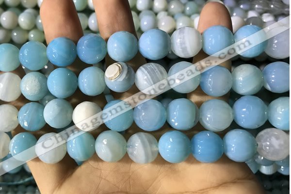 CAA2247 15.5 inches 14mm faceted round banded agate beads