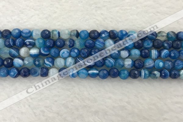 CAA2257 15.5 inches 6mm faceted round banded agate beads