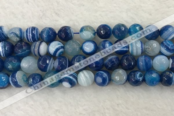 CAA2261 15.5 inches 14mm faceted round banded agate beads