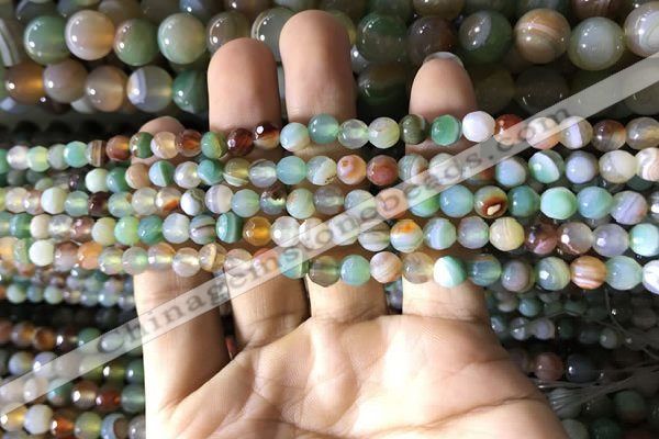 CAA2263 15.5 inches 4mm faceted round banded agate beads