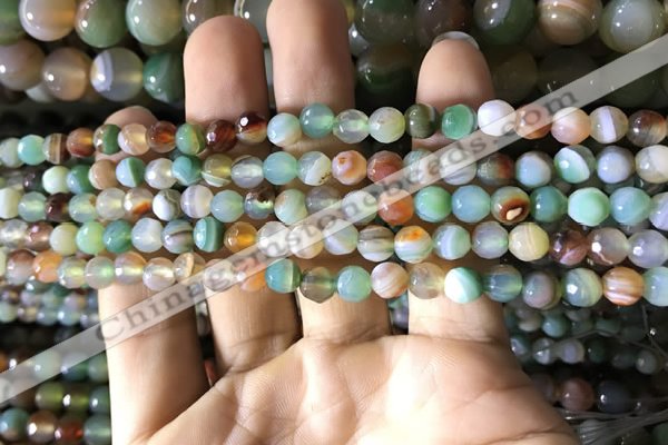 CAA2264 15.5 inches 6mm faceted round banded agate beads