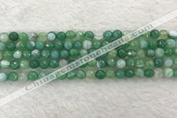 CAA2278 15.5 inches 6mm faceted round banded agate beads