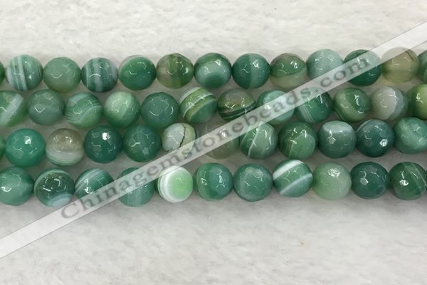 CAA2281 15.5 inches 12mm faceted round banded agate beads