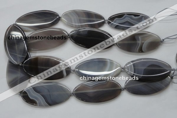 CAA235 15.5 inches 30*60mm oval grey line agate gemstone beads