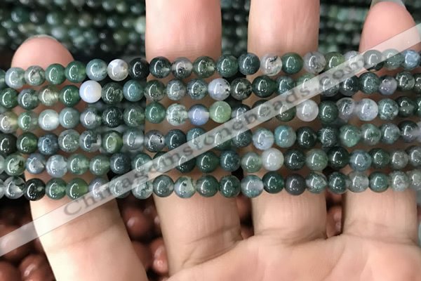 CAA2356 15.5 inches 4mm round moss agate beads wholesale